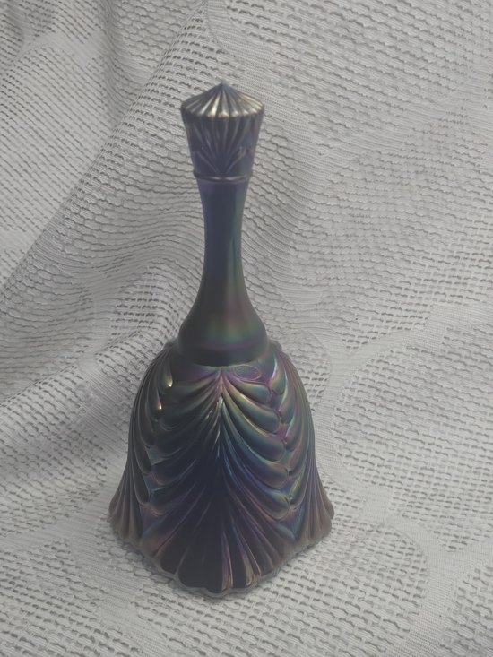Fenton Other - Fenton Cobalt Marigold Blue Iridescent Carnival Glass Bell Beauty Vintage